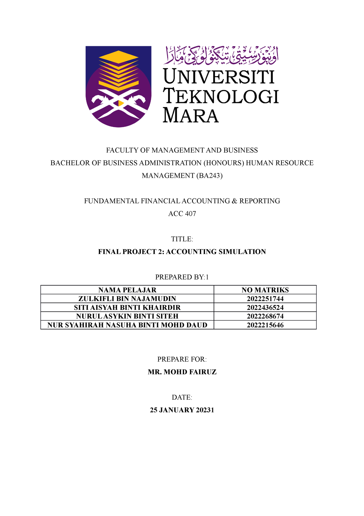 group assignment acc407