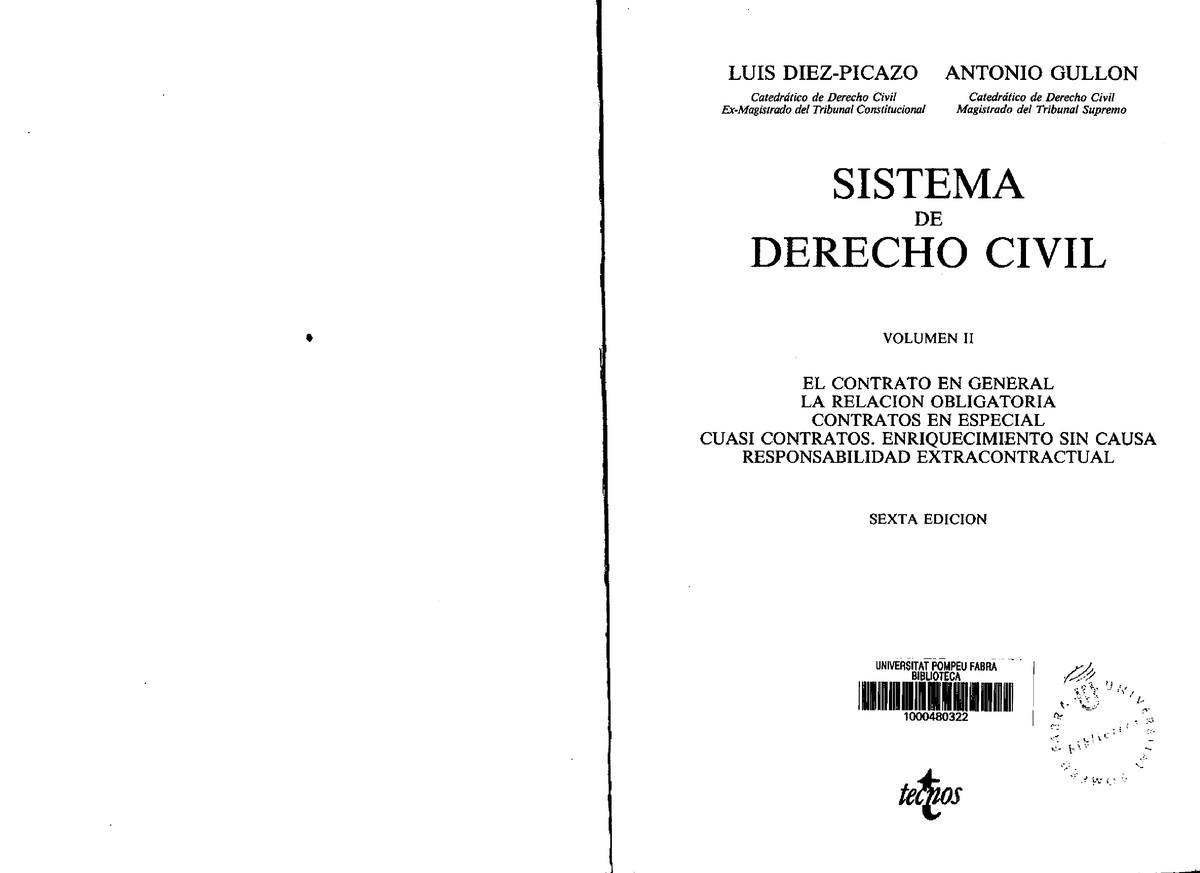 Sistema De Derecho Civil Díaz Picazo Luis Diez Picazo Antonio Gullon Catedrático De Derecho 7855