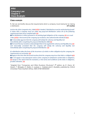 Chapter 4 Tutorial Suggested Solution - WSU Company Law Chapter 4 ...