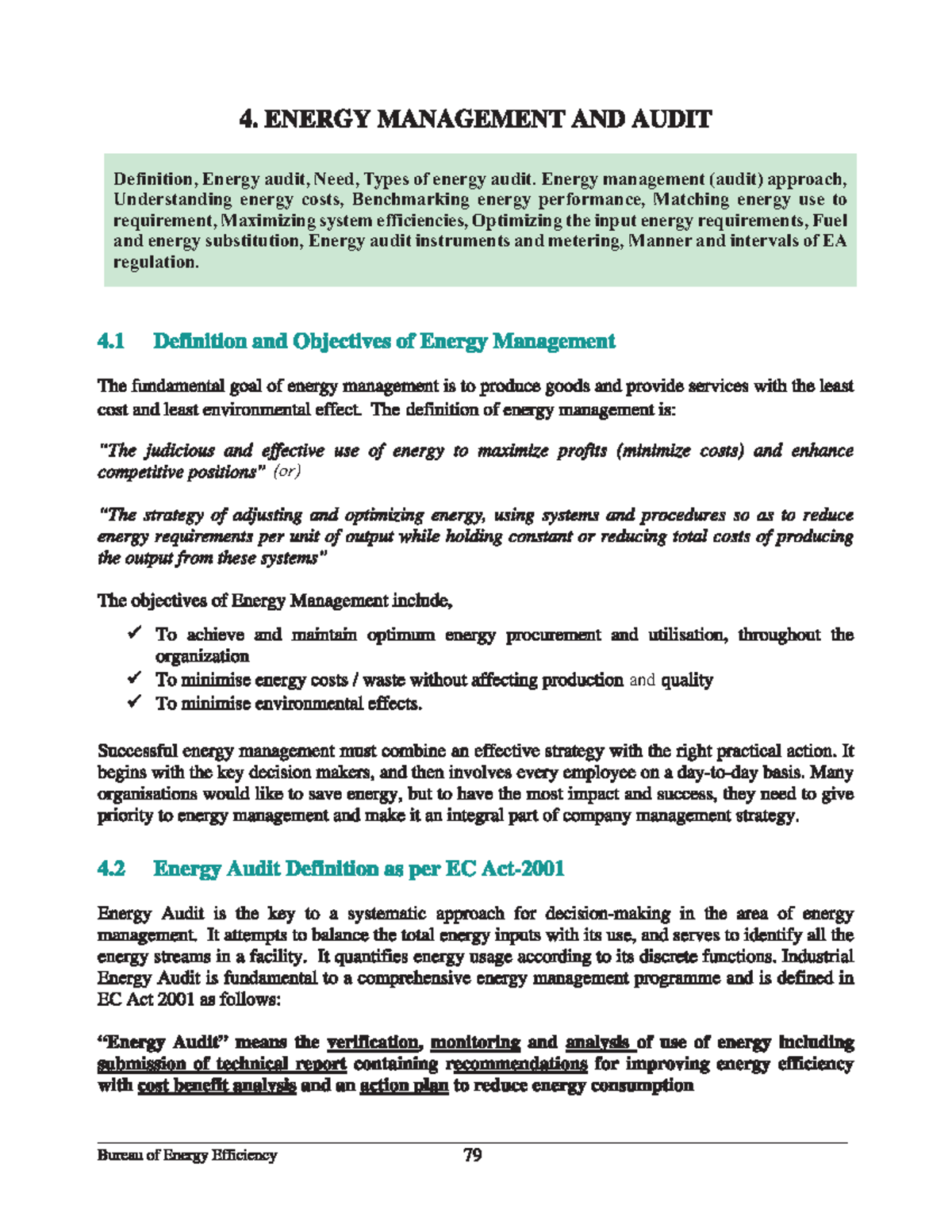 1.4 Energy management and audit Definition, Energy audit, Need, Types