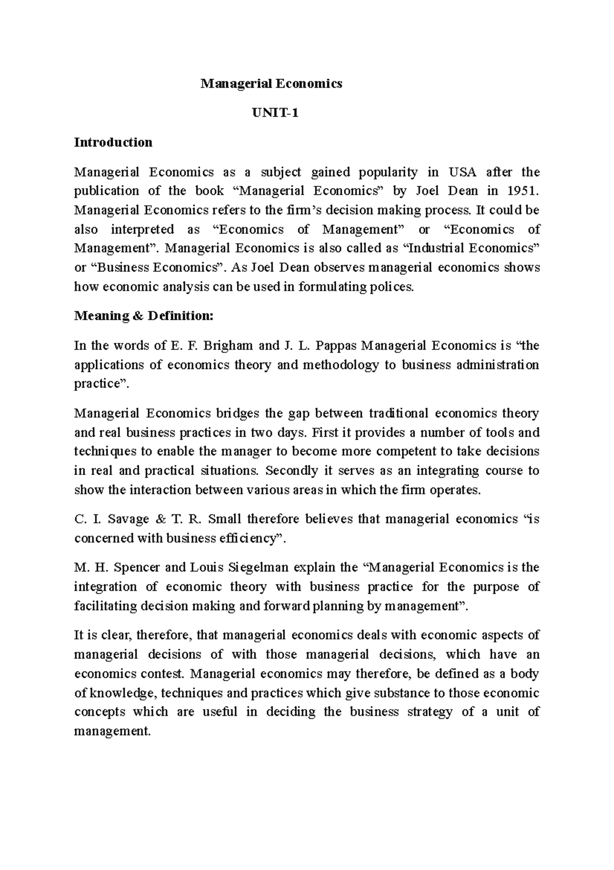 Managerial Economics book - Managerial Economics UNIT- Introduction ...