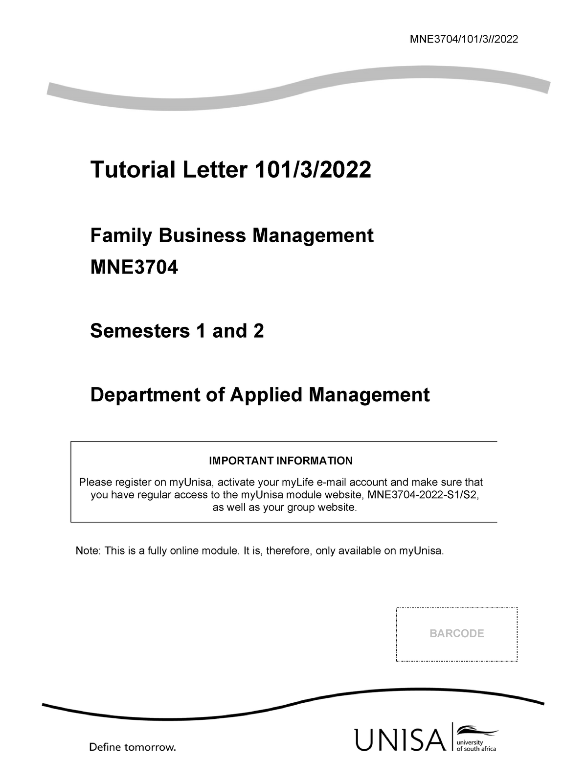 101 2022 3 B MNE3704 - Tutorial Letter - MNE3704/101/3// Tutorial ...