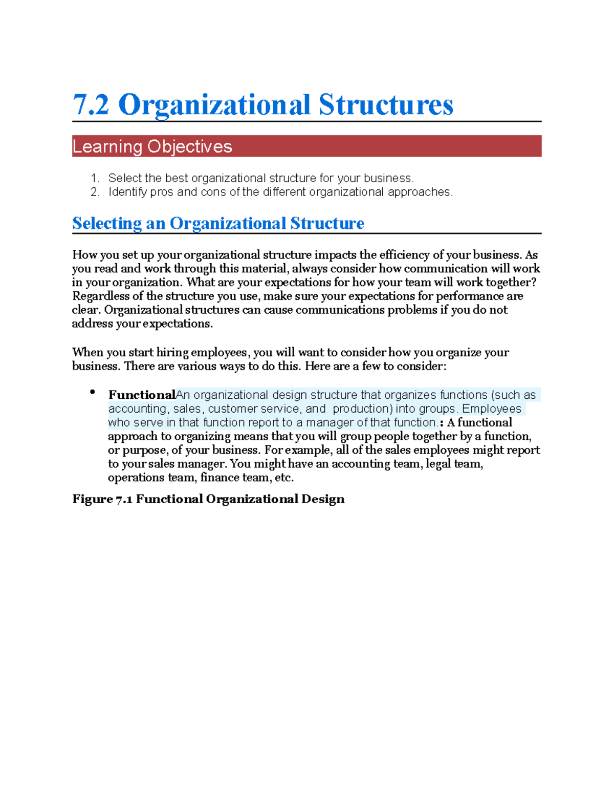 7.2 Organizational Structures - 7 Organizational Structures Learning 