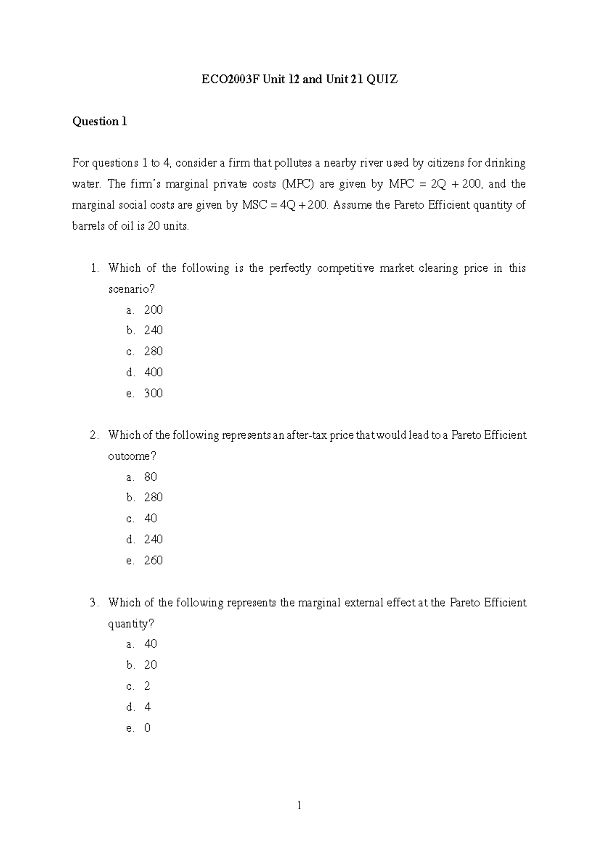 QUIZ+ Questions+ Units+12+AND+21 - ECO2003F Unit 12 and Unit 21 QUIZ ...