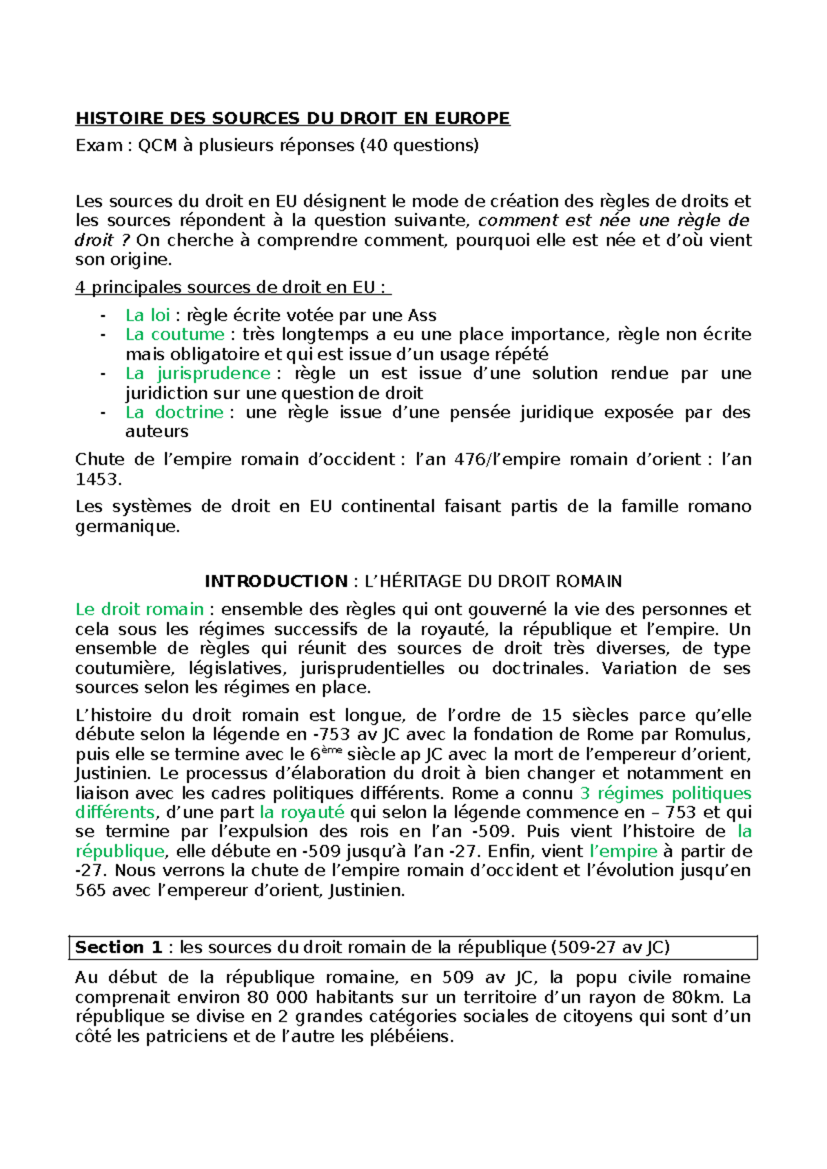 Hsdeu Intro - cours histoire des sources du droit en Europe - cours L1 ...