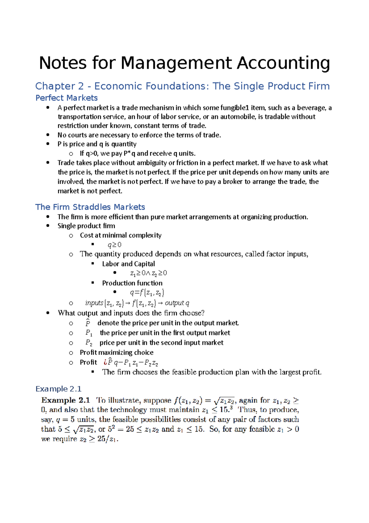 Notes For Management Accounting - Notes For Management Accounting ...