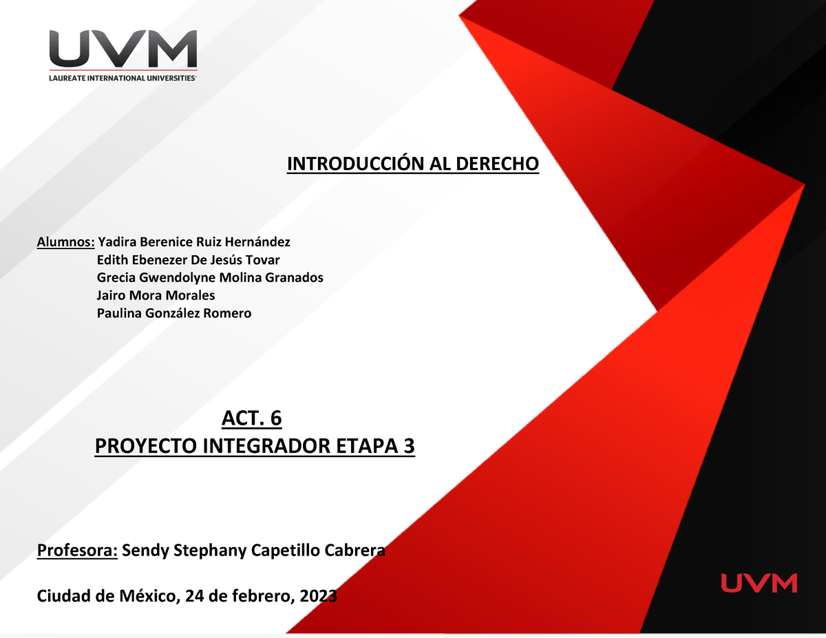 Act Proyecto Integrador Etapa Introduccin Al Derecho Alumnos Yadira Berenice Ruiz Hern