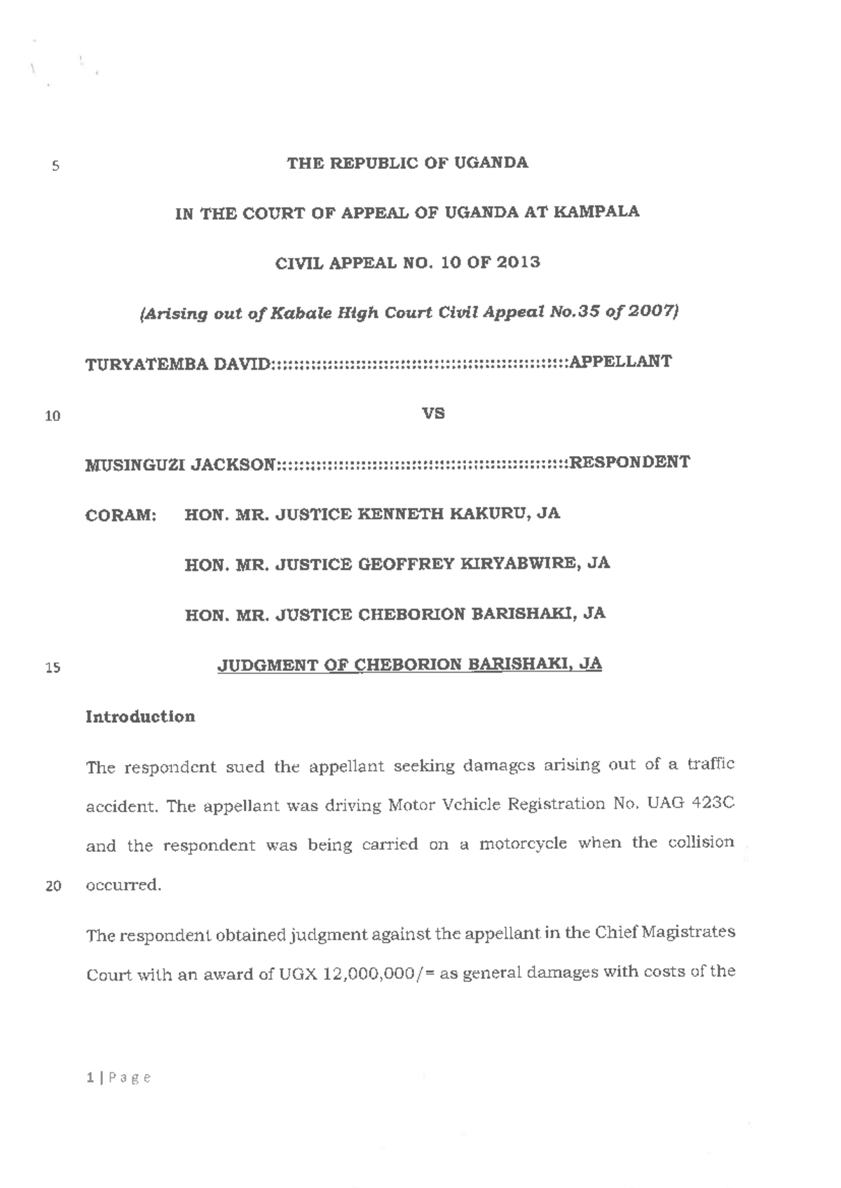 Turyatemba v Musinguzi (Civil Appeal No 10 of 2013 ) 2020 UGCA 2067 (13