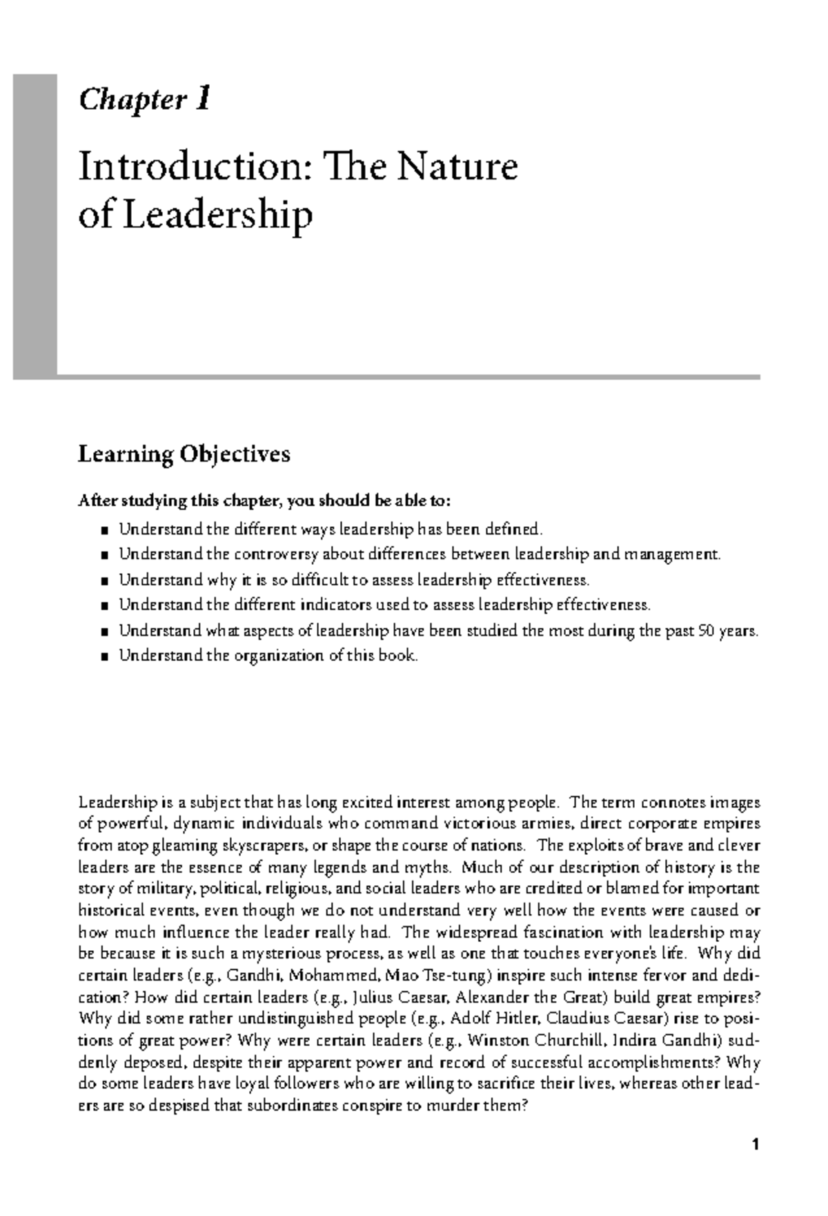 Leadership in Organizations - capitulo 1 e 2 - 1 Chapter 1 Learning ...