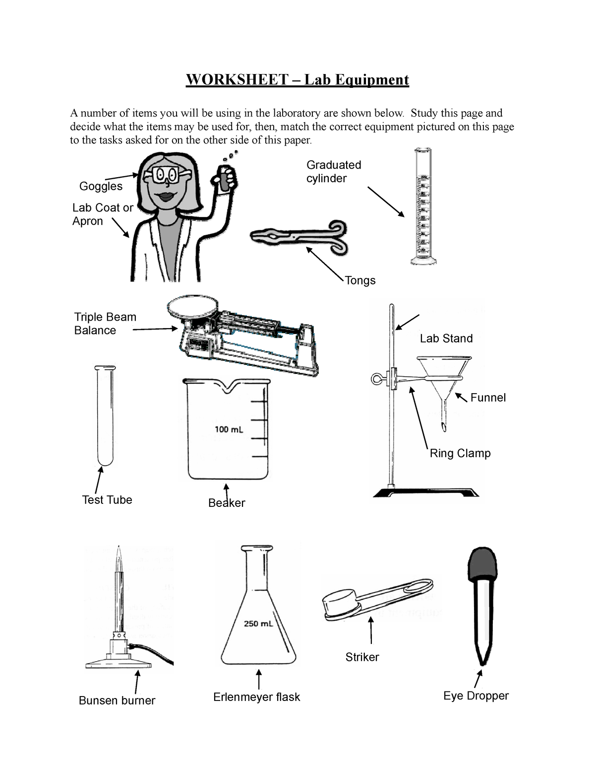 Lab WS and metrics - lab - WORKSHEET – Lab Equipment A number of items ...