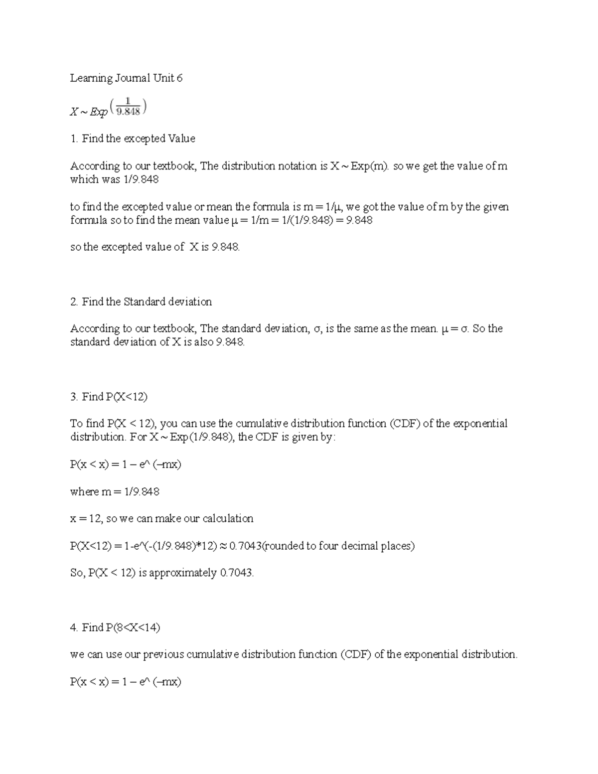 Learning Journal Unit 6 - so we get the value of m which was 1/9. to ...