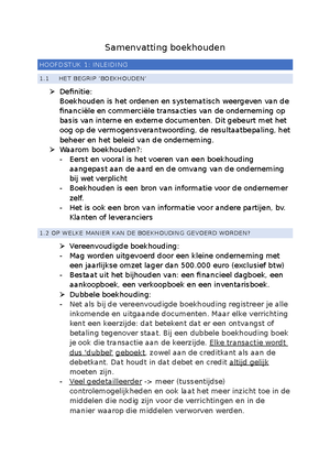 Samenvatting Boekhouden - Samenvatting Boekhouden Inleiding Balans ...