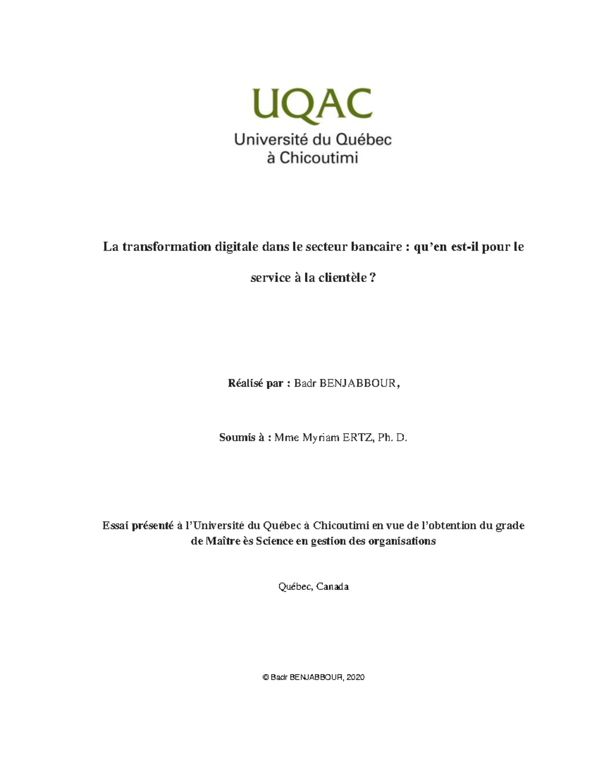 Essai%20Badr%20 Benjabbour - La transformation digitale dans le secteur ...