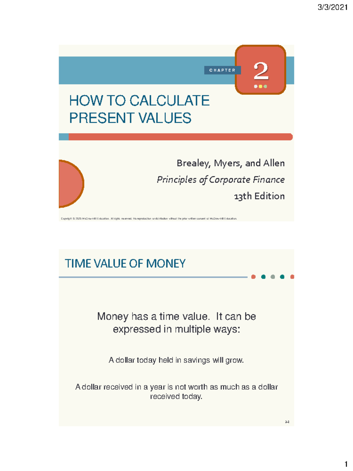 How To Calculate Present Value Brealey Myers And Allen Principles Of Corporate Finance 13th