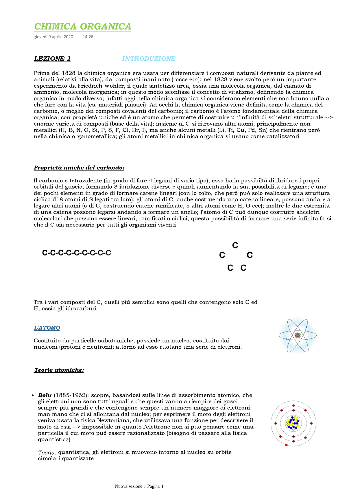 1 Chimica Organica - Appunti - LEZIONE 1 INTRODUZIONE Prima Del 1828 La ...