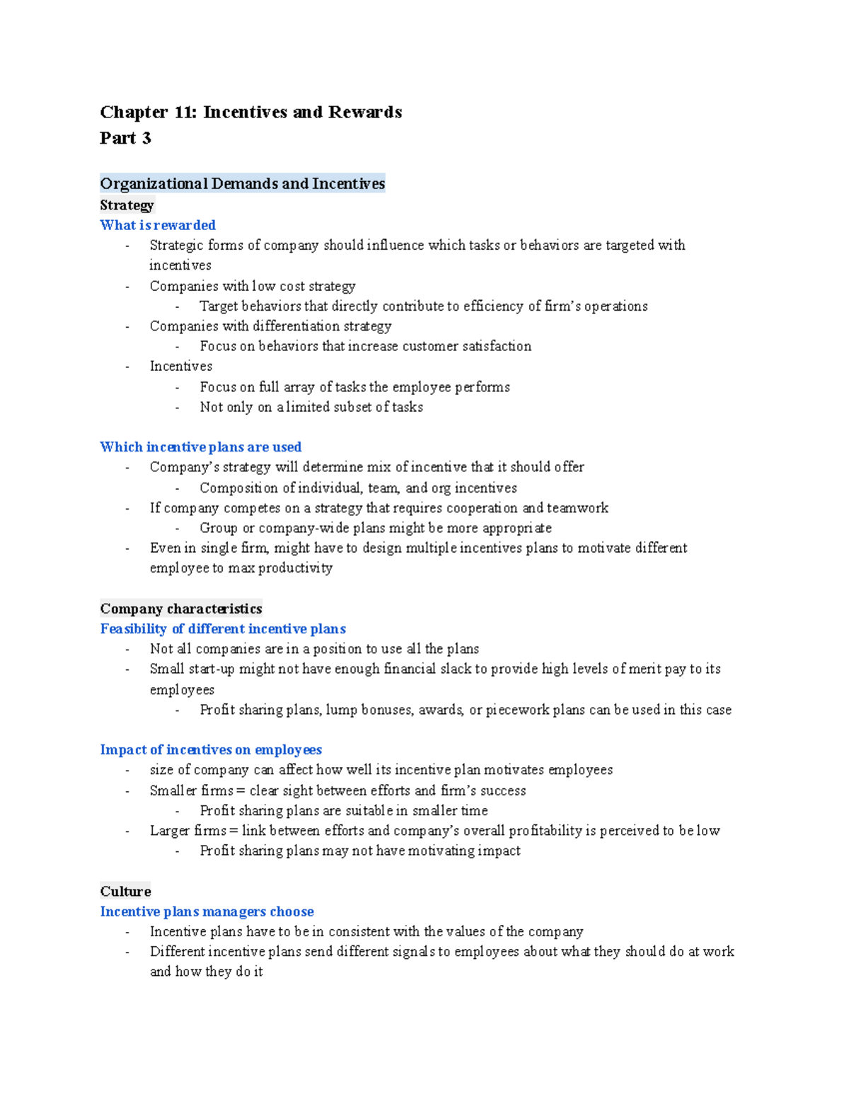 Chapter 11 Incentives and Rewards (Part 3) Studocu