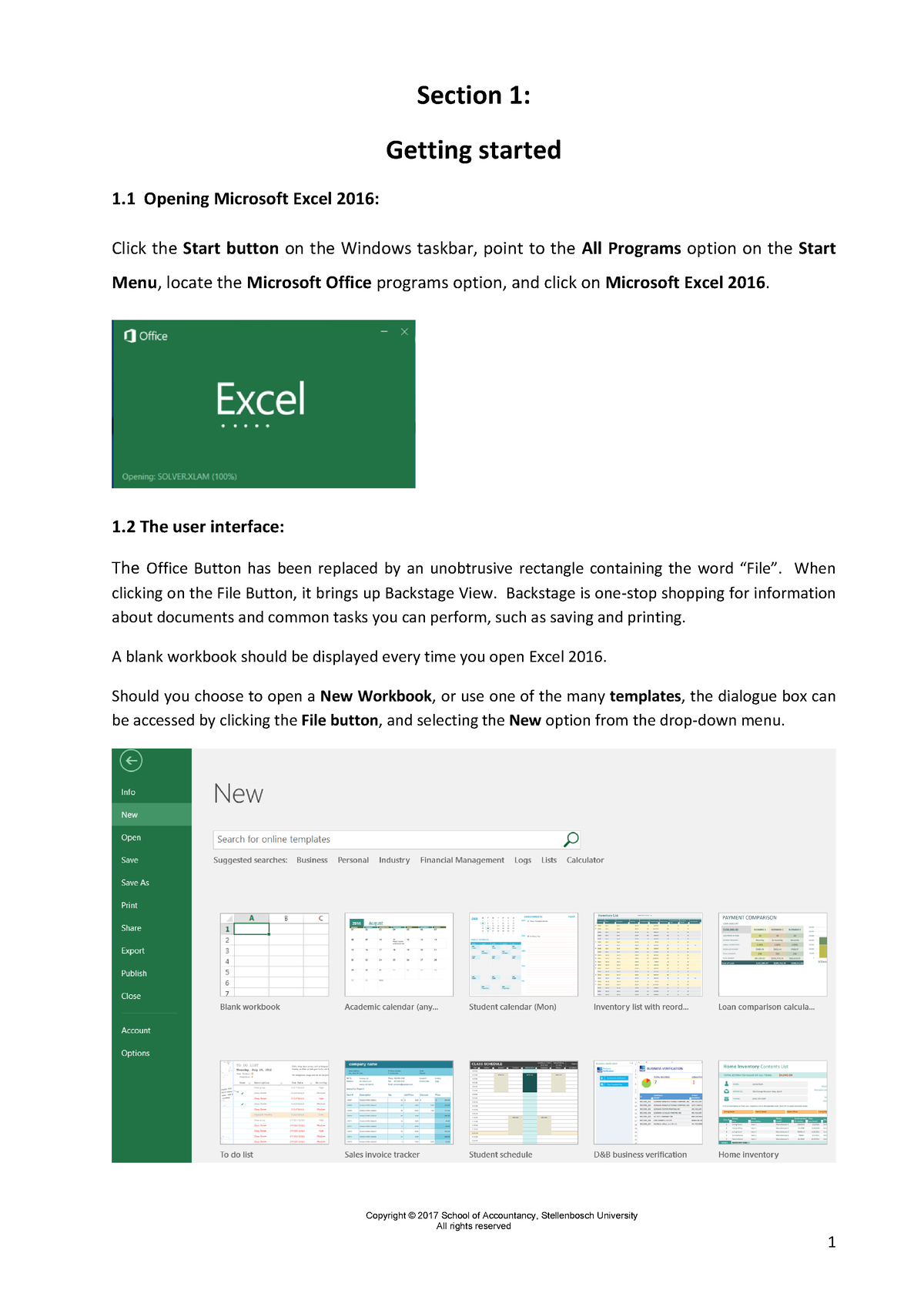 Excel 1-3 E-book: General - Copyright © 2017 All rights reserved School ...