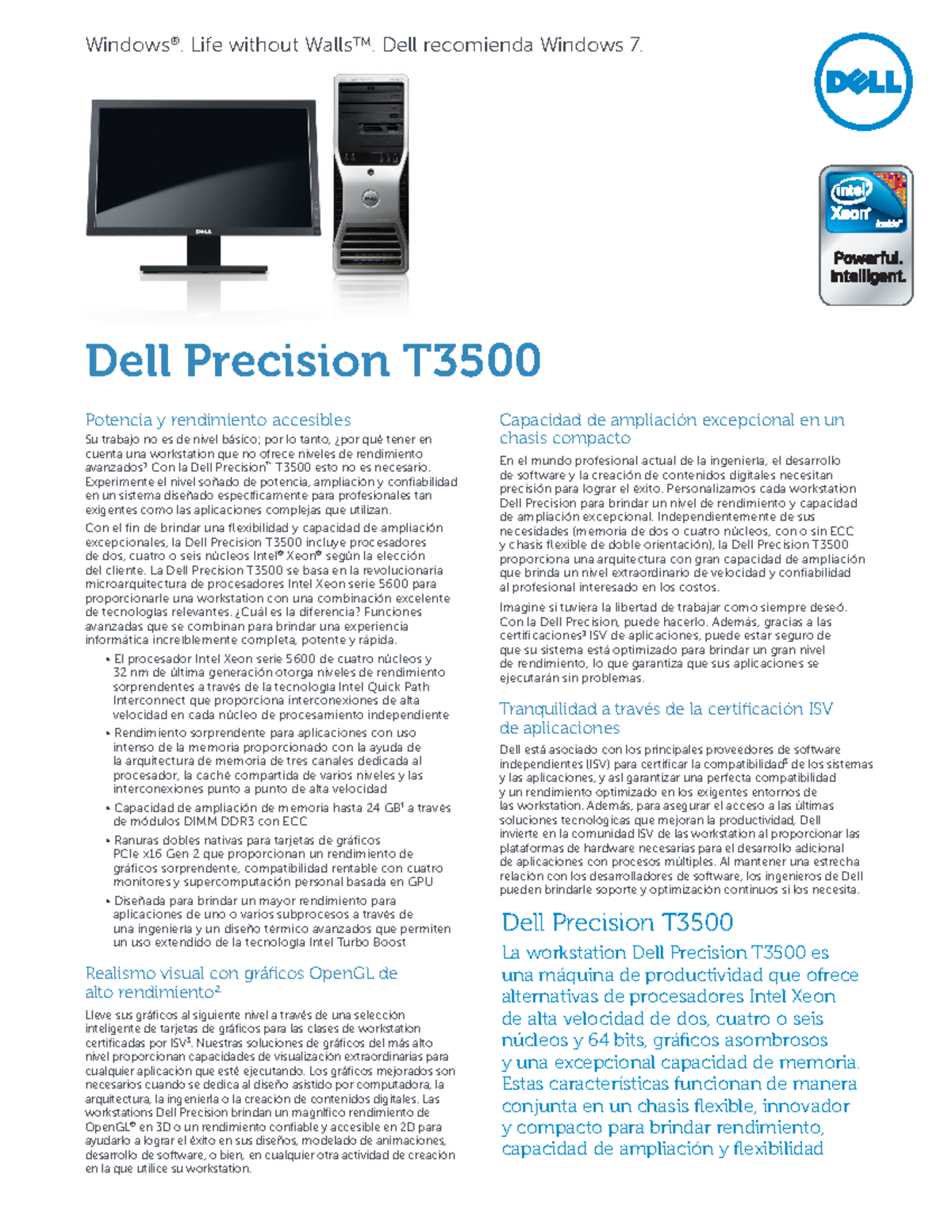 Dell precision t3500 spec sheet es xl hr - Potencia y rendimiento ...