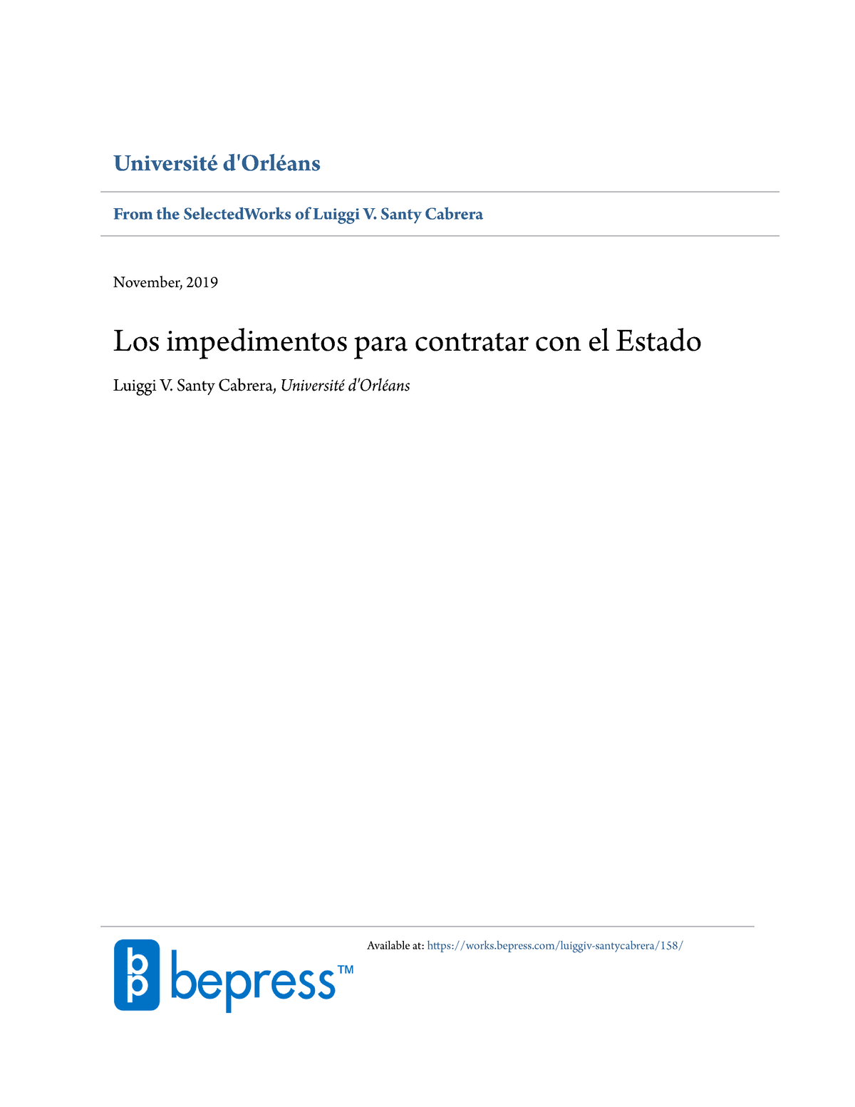 Los Impedimentos Para Contratar Con El Estado - Université D'Orléans ...