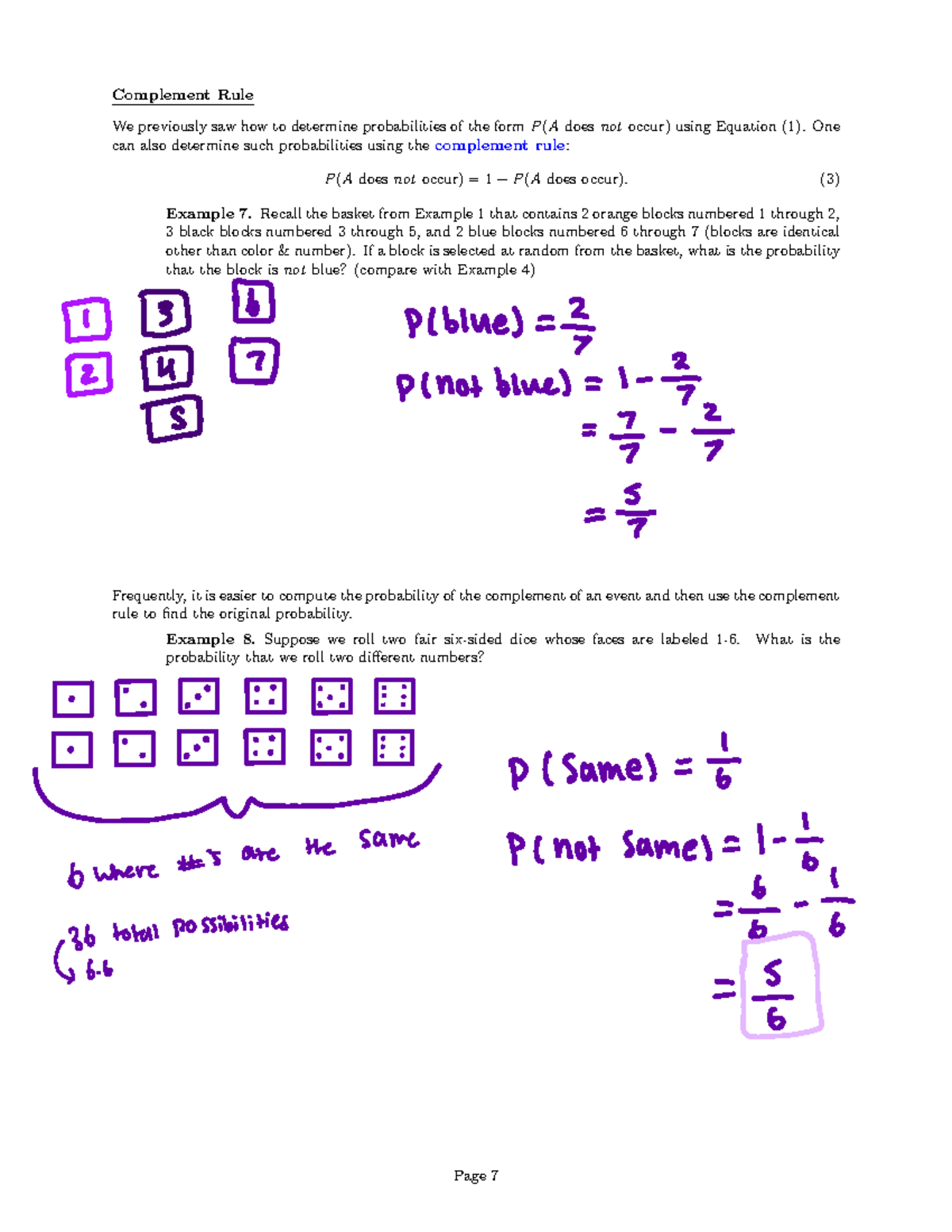 Probability Theory + Counting Principles 7 - Complement Rule We ...