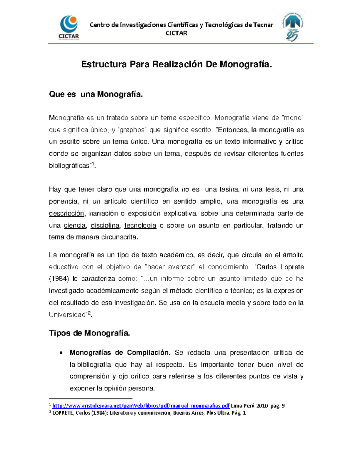 Estructura Para Realización De Monografía - Que Es Una Monografía ...