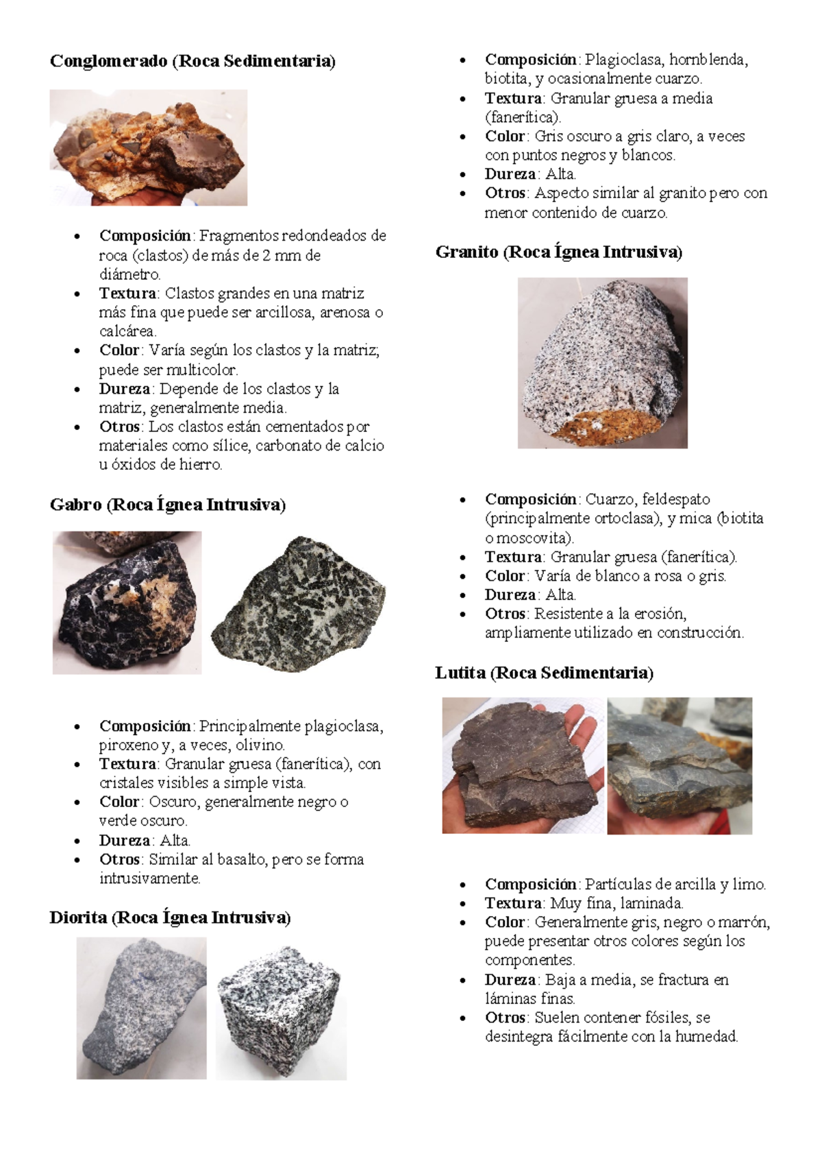 Apuntes de labo rocas - Conglomerado (Roca Sedimentaria) Composición ...