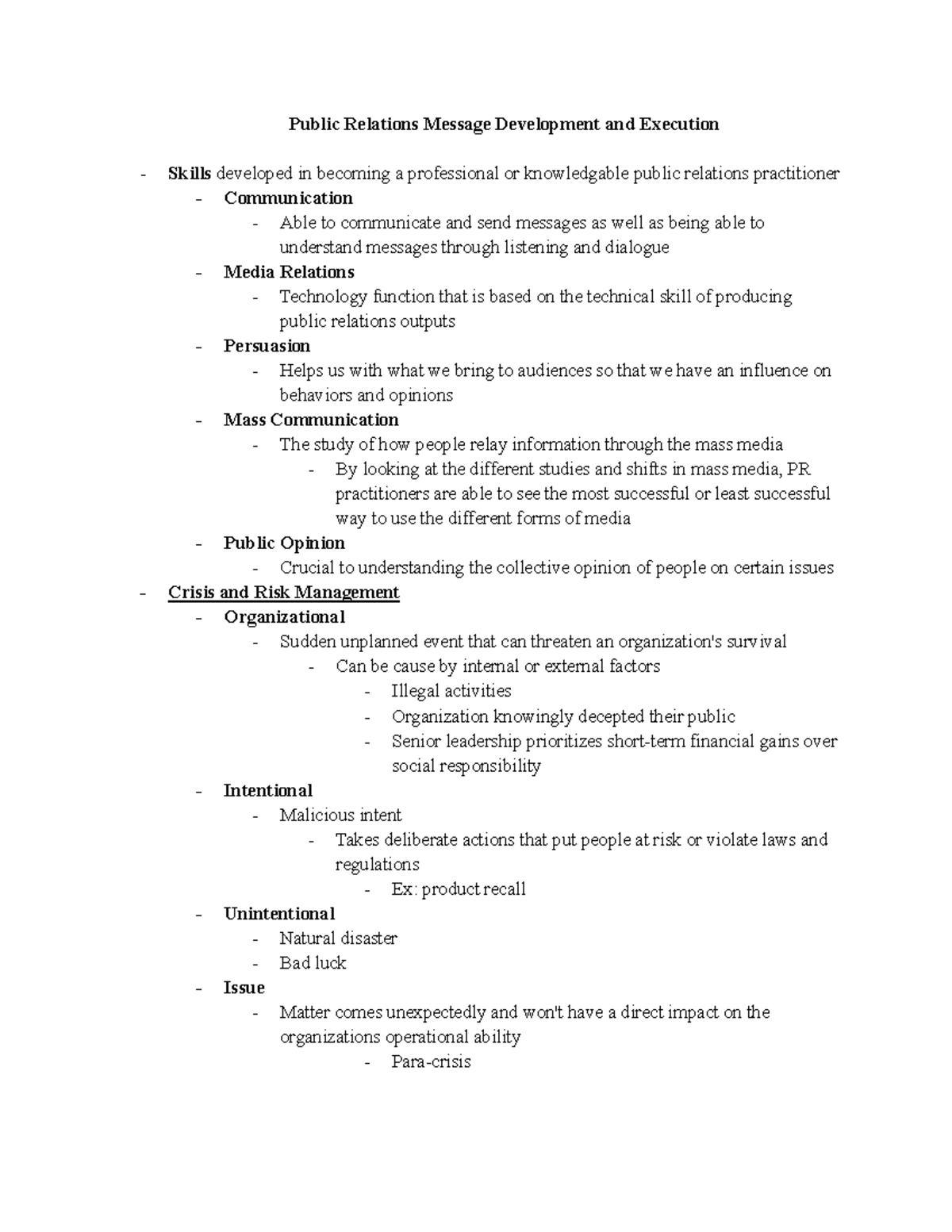 STC 428 - First 3 Units - Public Relations Message Development and ...