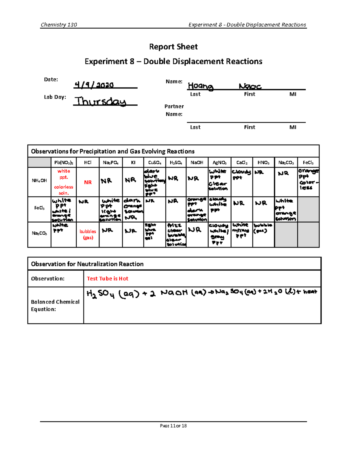 Experiment+8+-+Observations+Worksheet - Chemistry 130 Experiment 8 ...