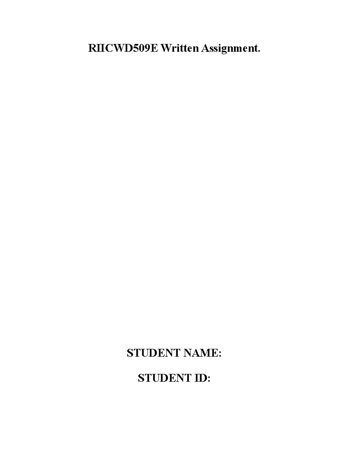 Riicwd 509E written assignment - RIICWD509E Written Assignment. STUDENT ...