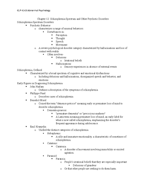 Abnormal Psychology Notes De Cours - Introduction à La Psychologie ...