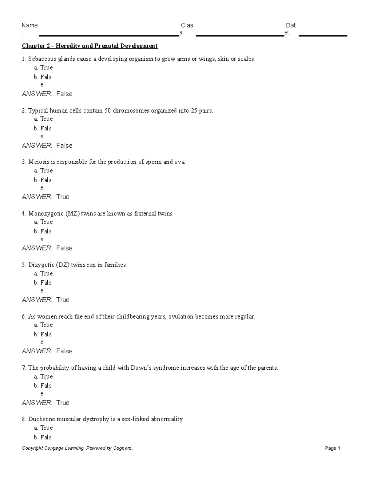 Chapter 2 Heredity And Prenatal Development - : S: E: Chapter 2 ...