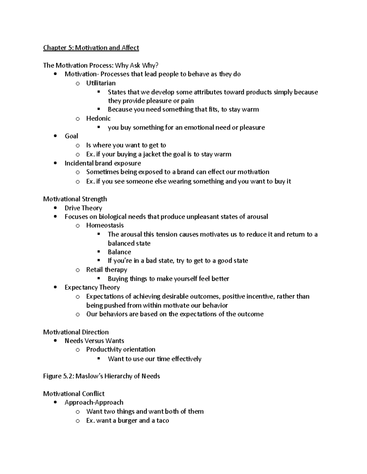 Chapter 5 notes - Chapter 5: Motivation and Affect The Motivation ...