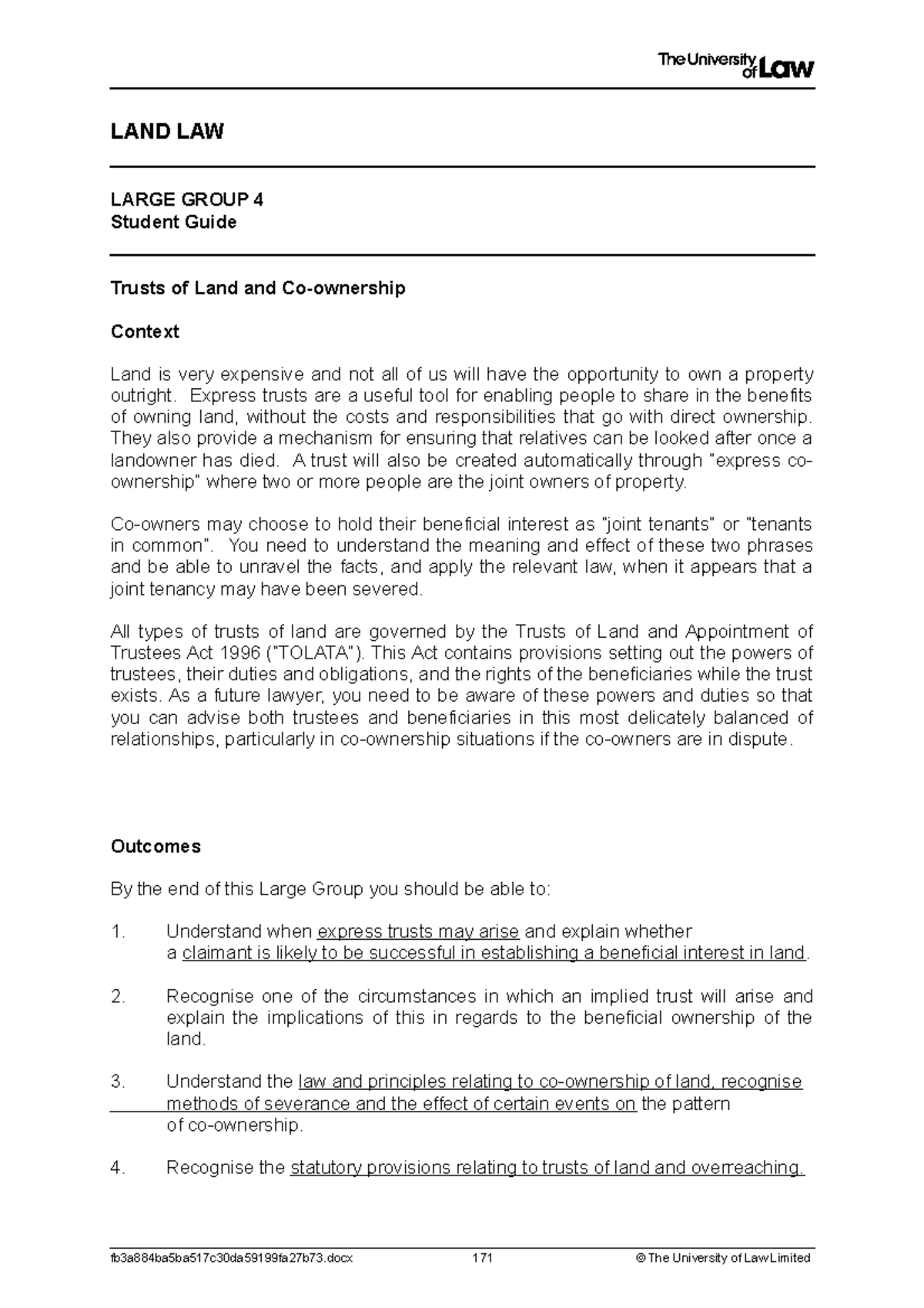 2021 land lg04 ce01 student guide - LAND LAW LARGE GROUP 4 Student ...