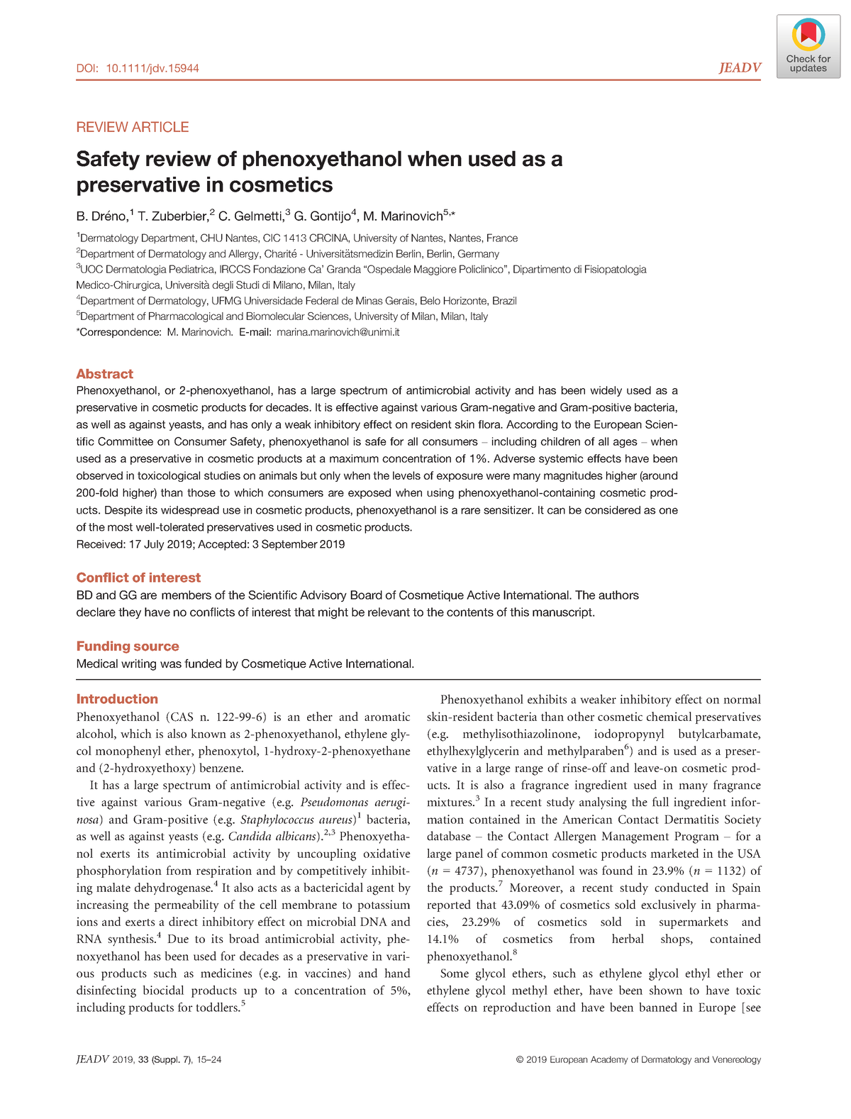 Phenoxyethanol preservative - REVIEW ARTICLE Safety review of 