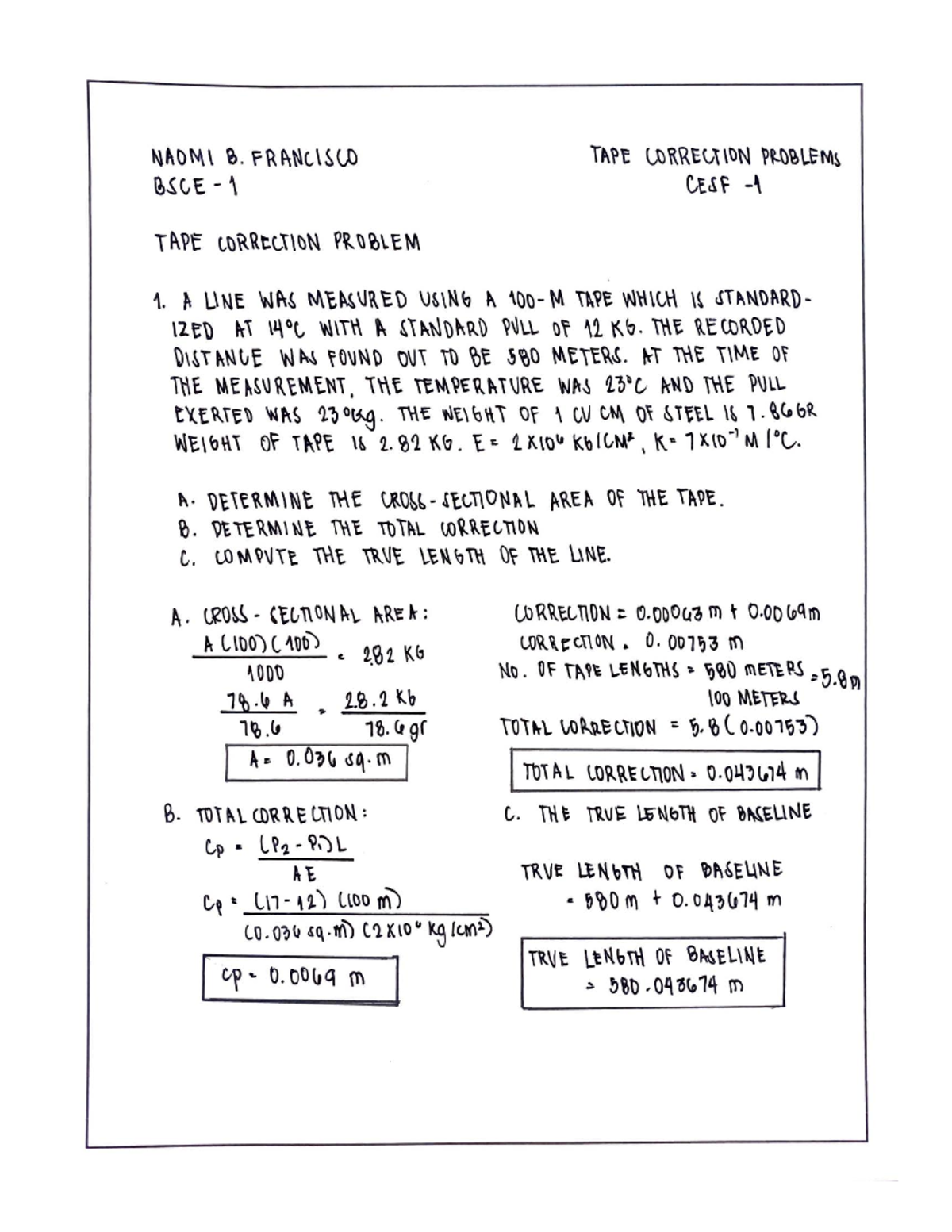 Activity on Tape Correction - Civil Engineering - Studocu