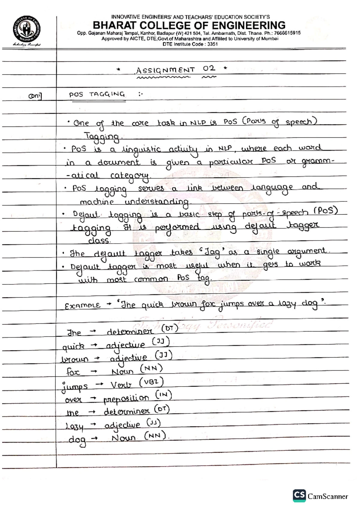 DL assignment 1 - dl handwritten notes - COLLEGE OF INNOVATIVE AND ...