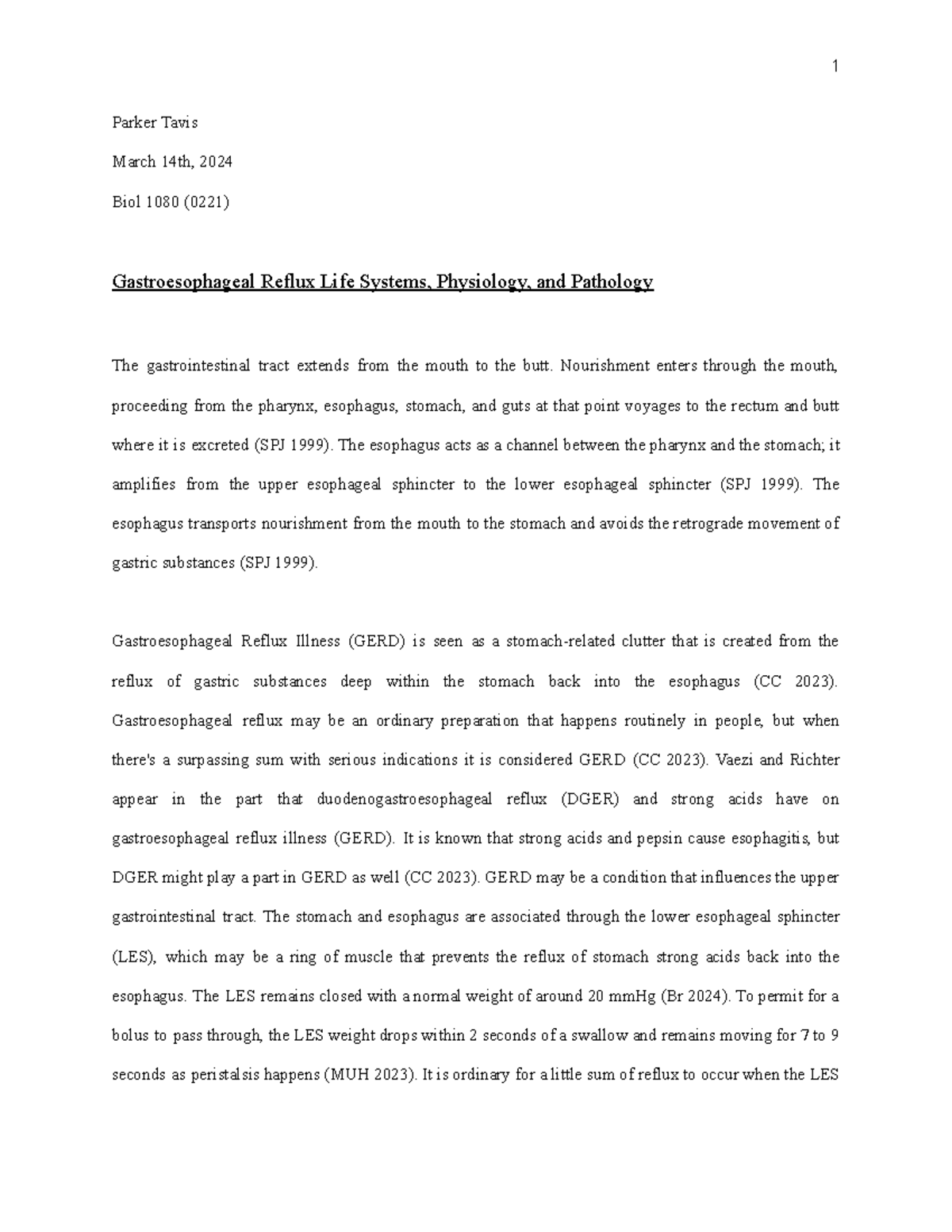 Gastroesophageal Reflux, Life Systems, Physiology, and Pathology ...