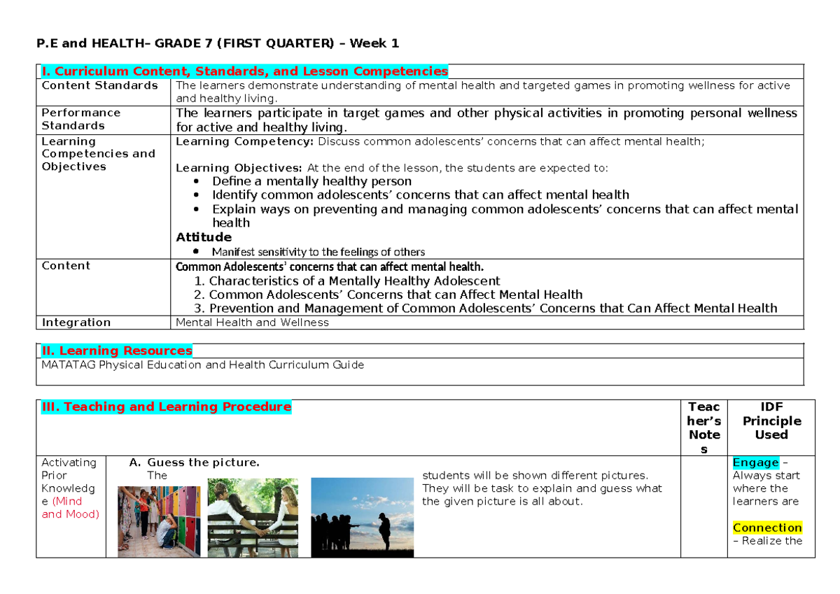 FOR-DEMO- Matatag - sample Lesson EXemplar - I. Curriculum Content ...