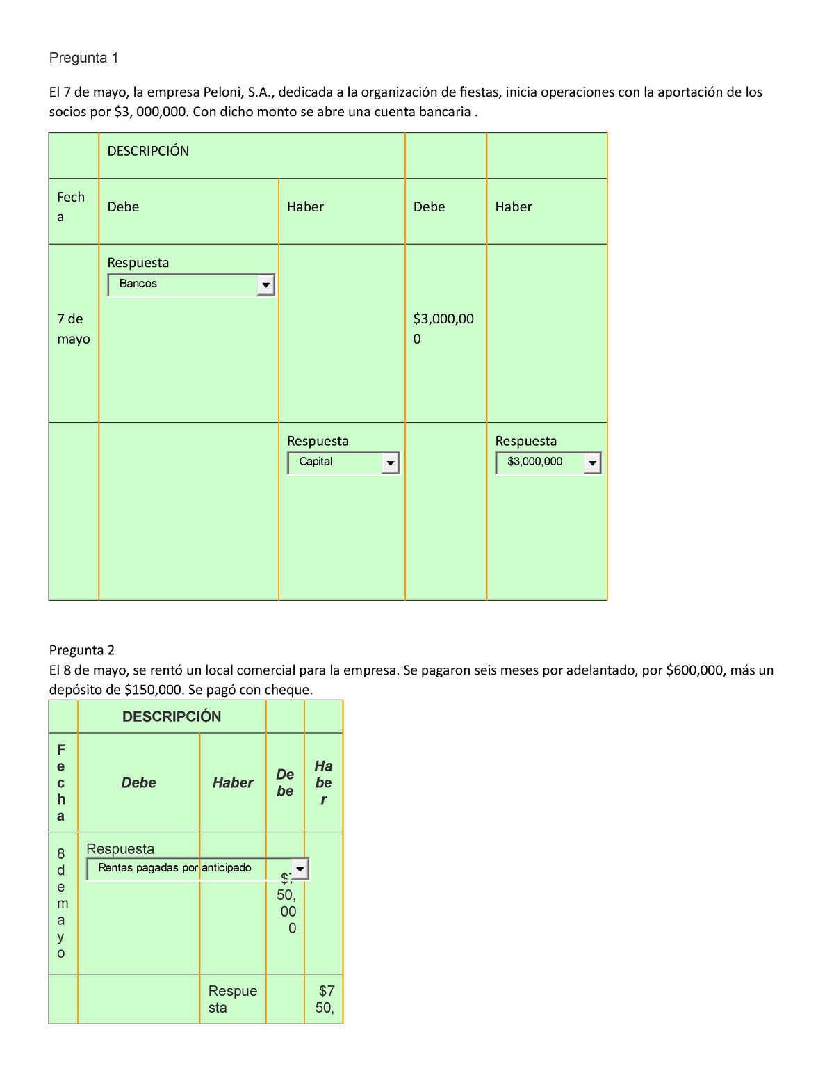 Registro De Operaciones Contables Cuestionario Respuestas Correctas