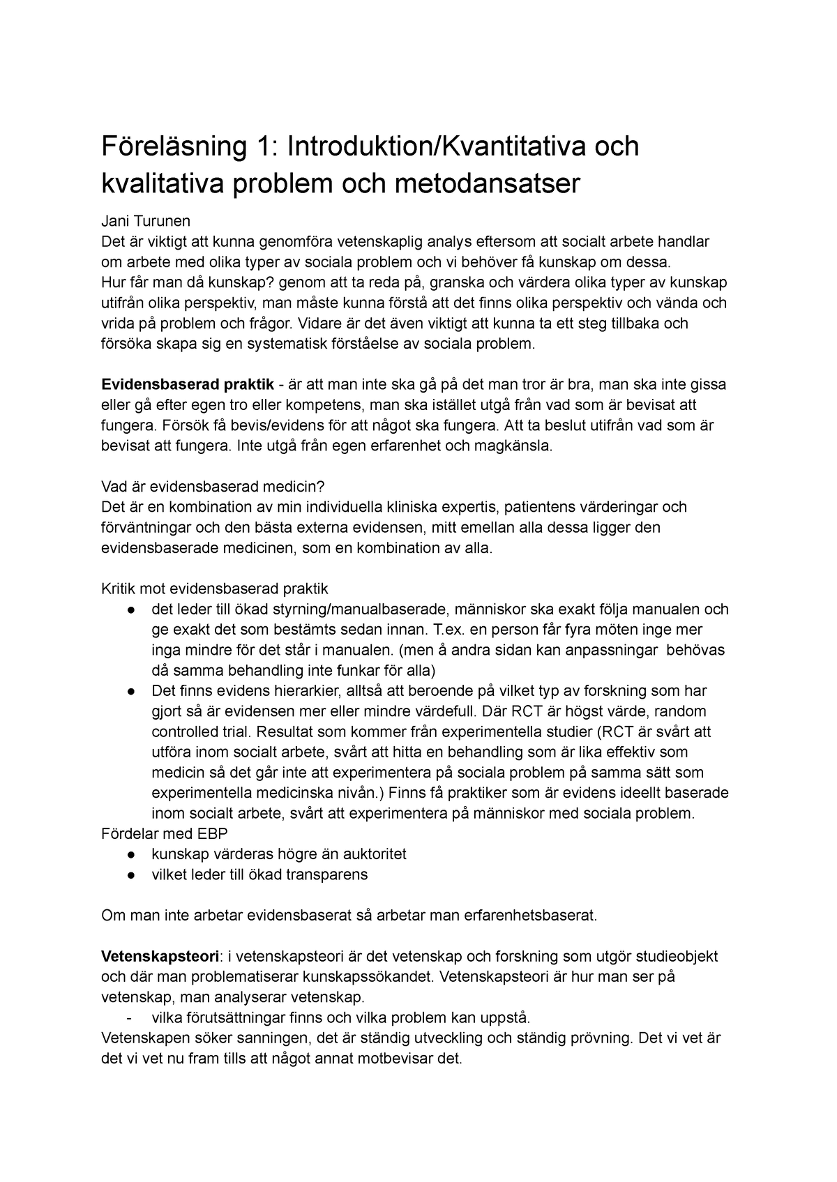 Kvantitativa Och Kvalitativa Problem Och Metodansatser - Föreläsning 1 ...