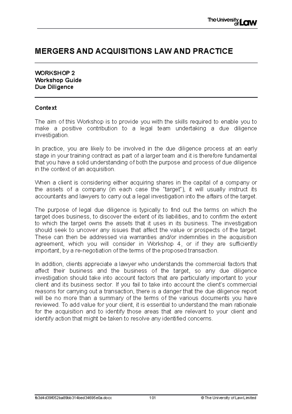 1920 macq ws02 ce01 guide - MERGERS AND ACQUISITIONS LAW AND PRACTICE ...