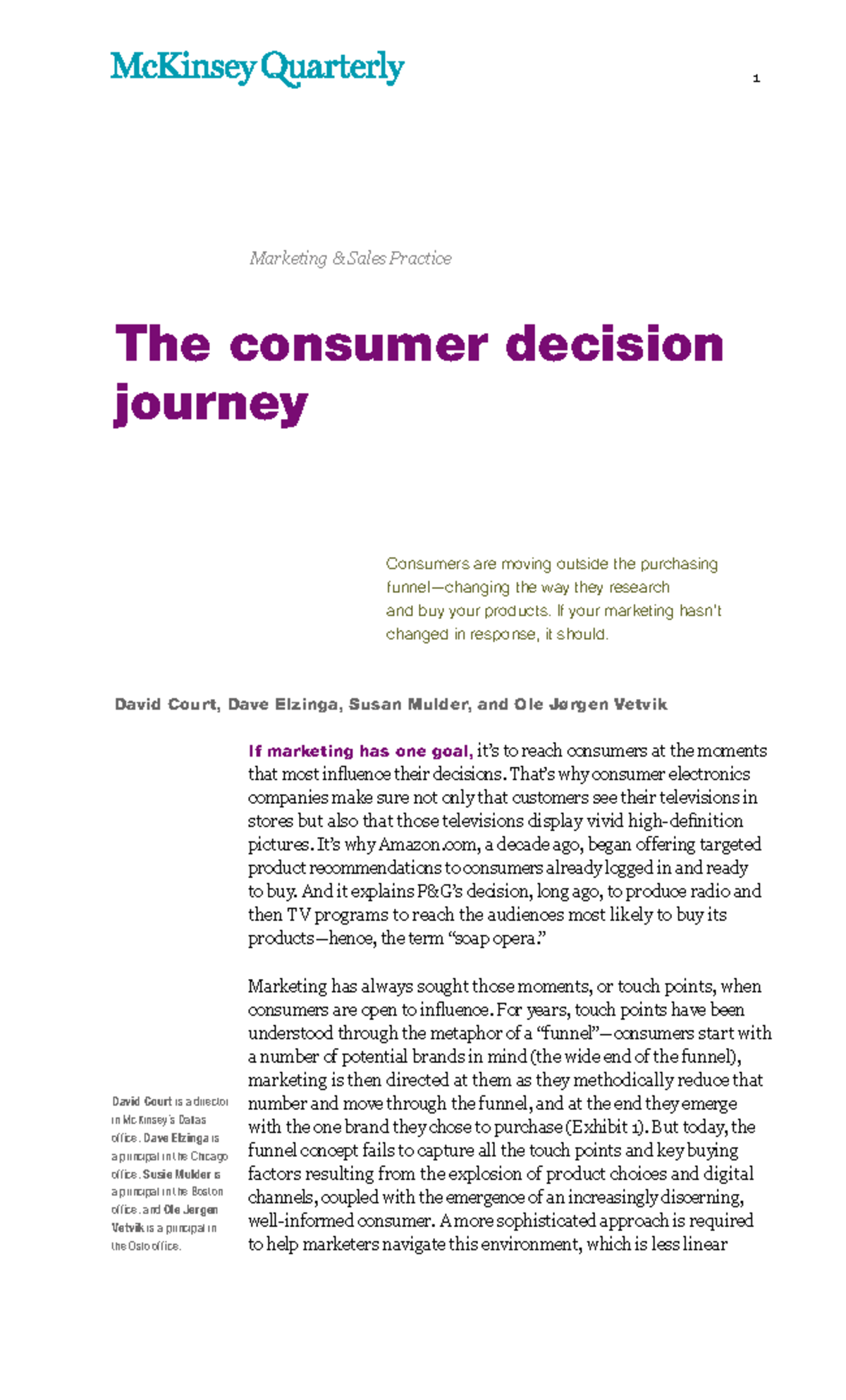 The consumer decision journey - 1 The consumer decision journey ...