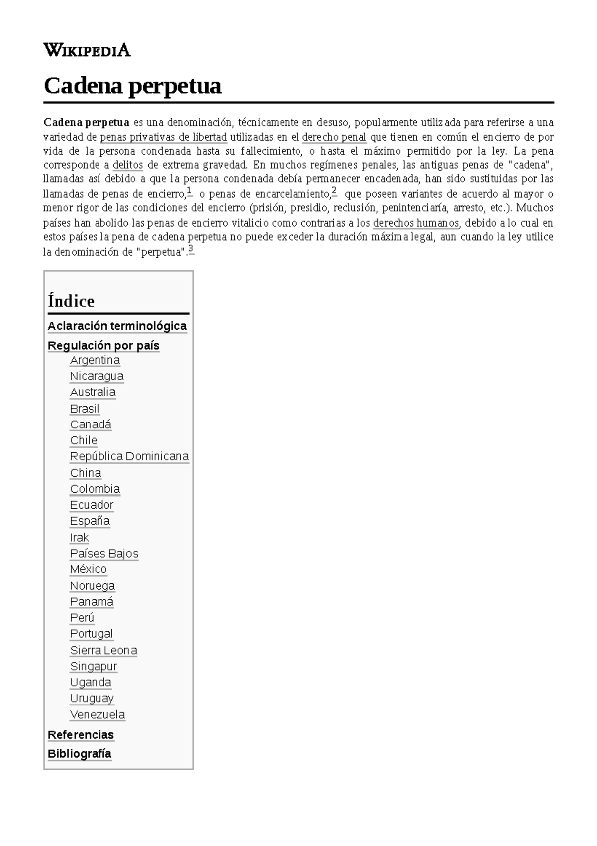 Cadena perpetua xxx Cadena perpetua Cadena perpetua es una