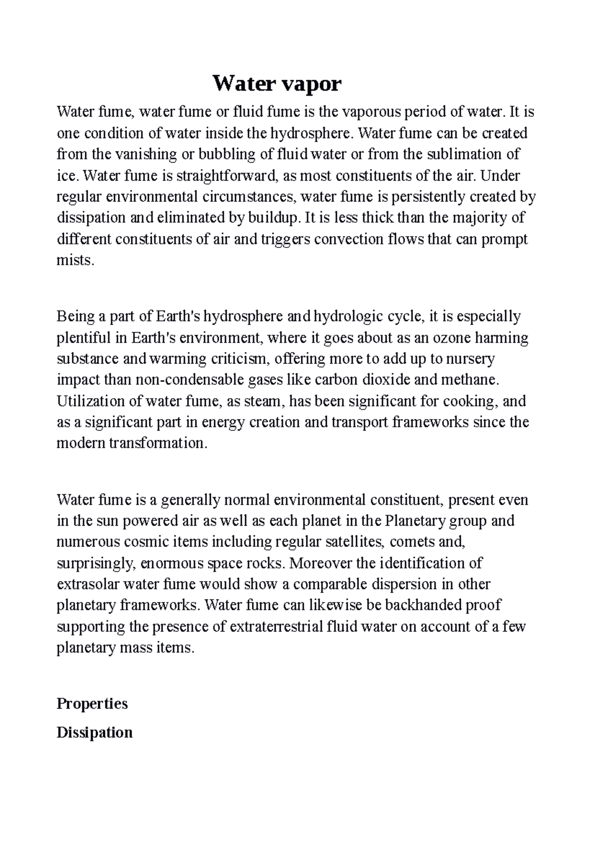 Water vapor Ifha Water vapor Water fume, water fume or fluid fume