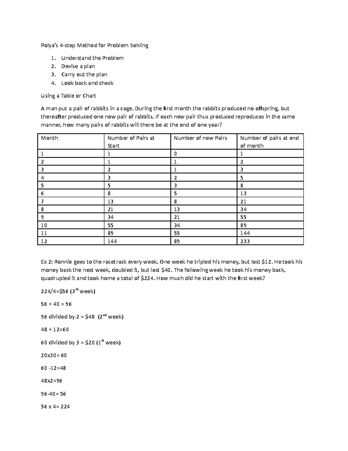 1.3 Strategies for Problem Solving - Polya’s 4-step Method for Problem ...