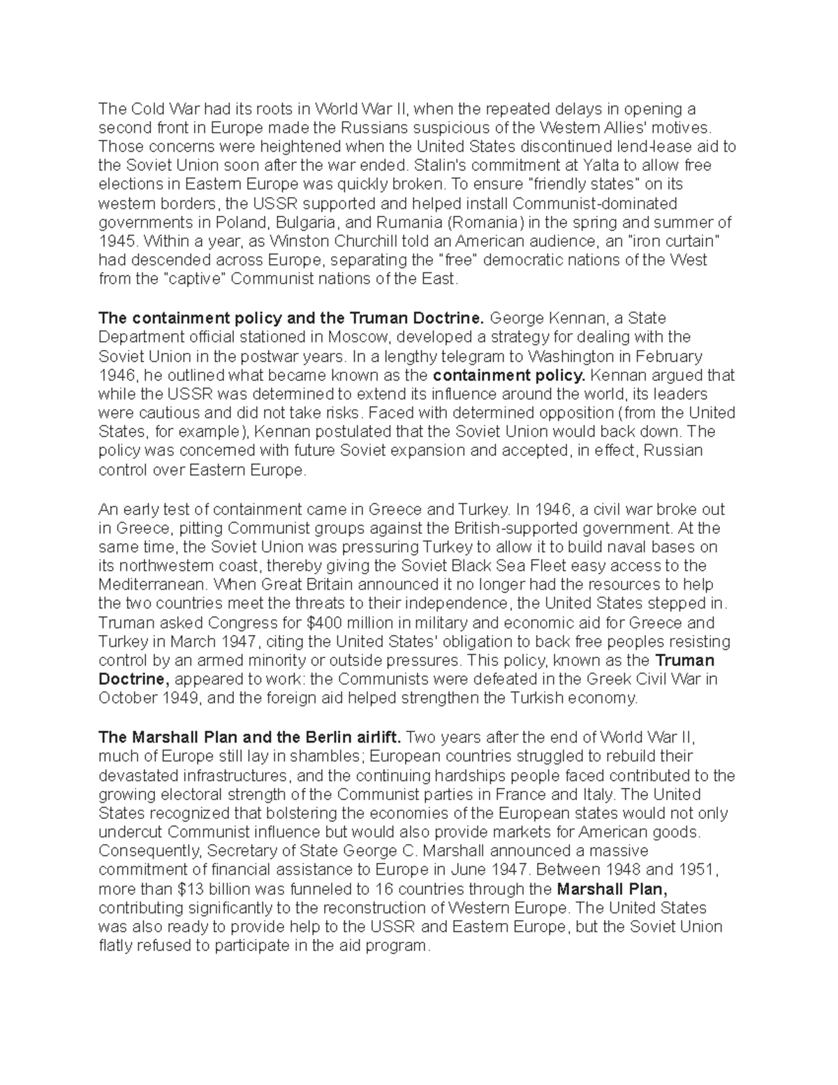 The Origins of the Cold War - The Cold War had its roots in World War ...