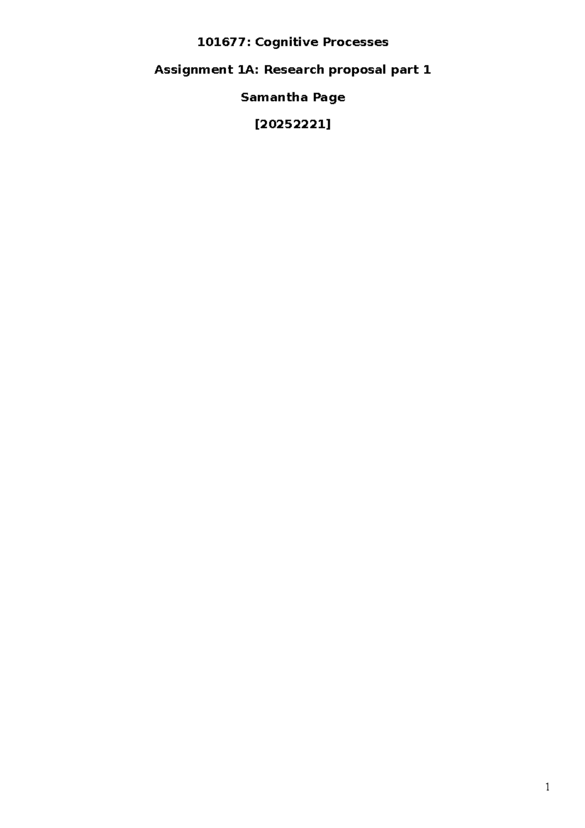 Memory 20252221 assignment 1 A - Research Proposal part 1 - 101677 ...