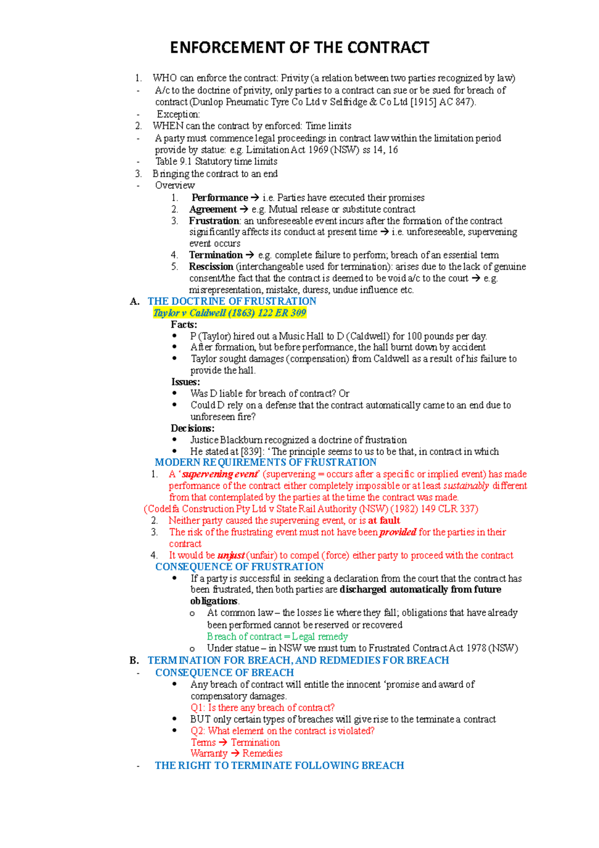 LAW101 Contract law - WHO can enforce the contract: Privity (a relation ...