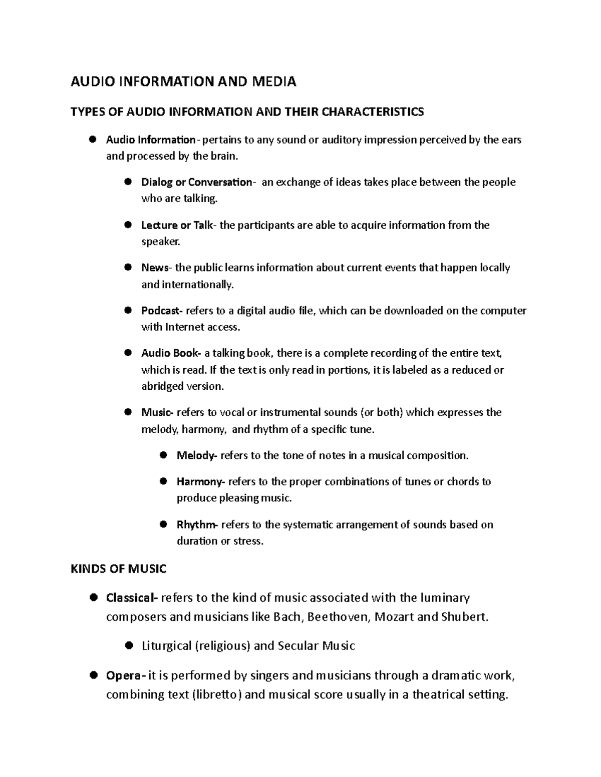 Audio Information and Media - AUDIO INFORMATION AND MEDIA TYPES OF ...