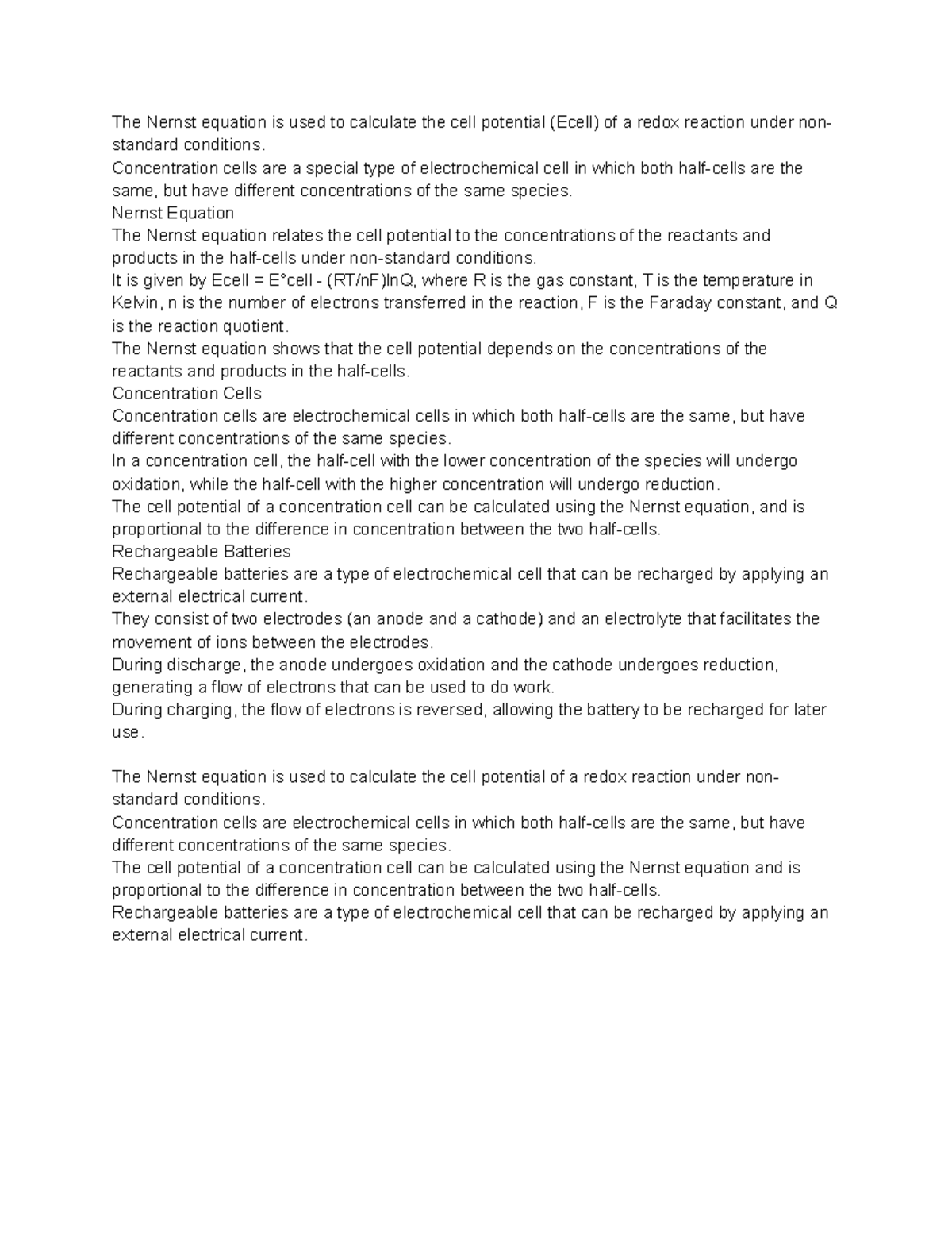 Nernst Equation And Concentration Cells Notes - The Nernst Equation Is ...